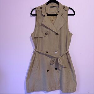 Poetry Trench Mini Dress Women L Poetcore Neutral Contemporary Office Minimalist